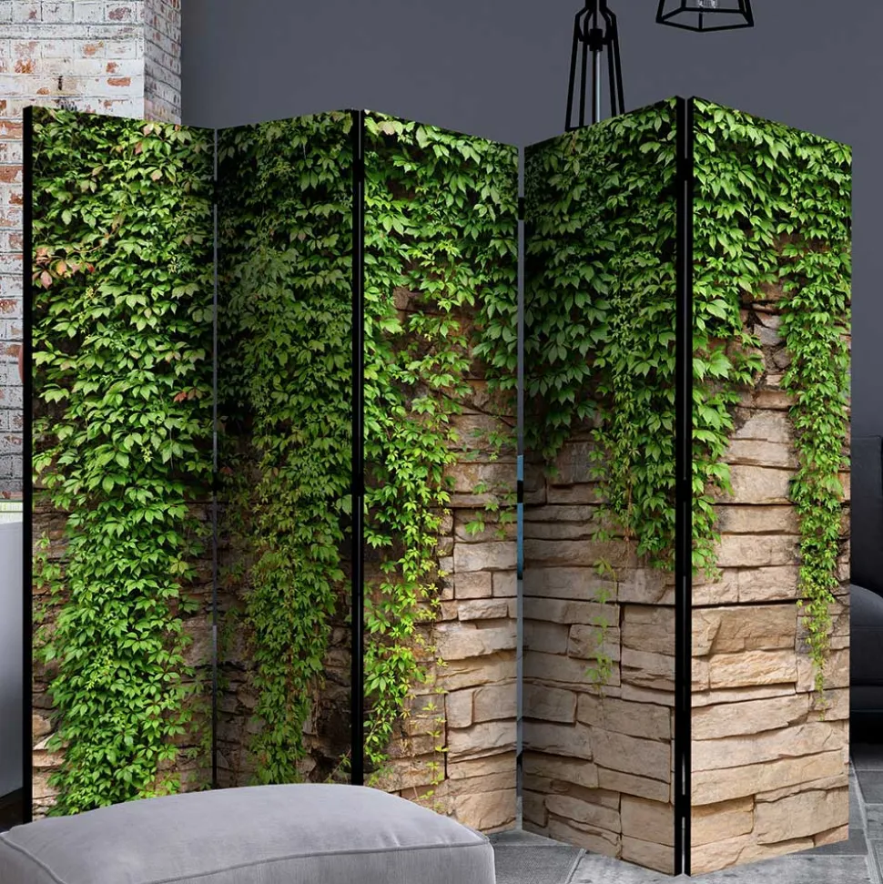 Paravent mit Mauer & Ranke Wilder Wein - Letona