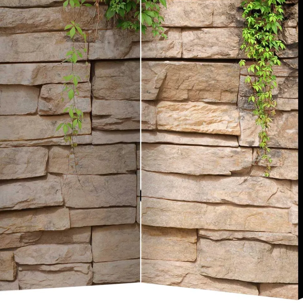 Paravent mit Mauer & Ranke Wilder Wein - Letona