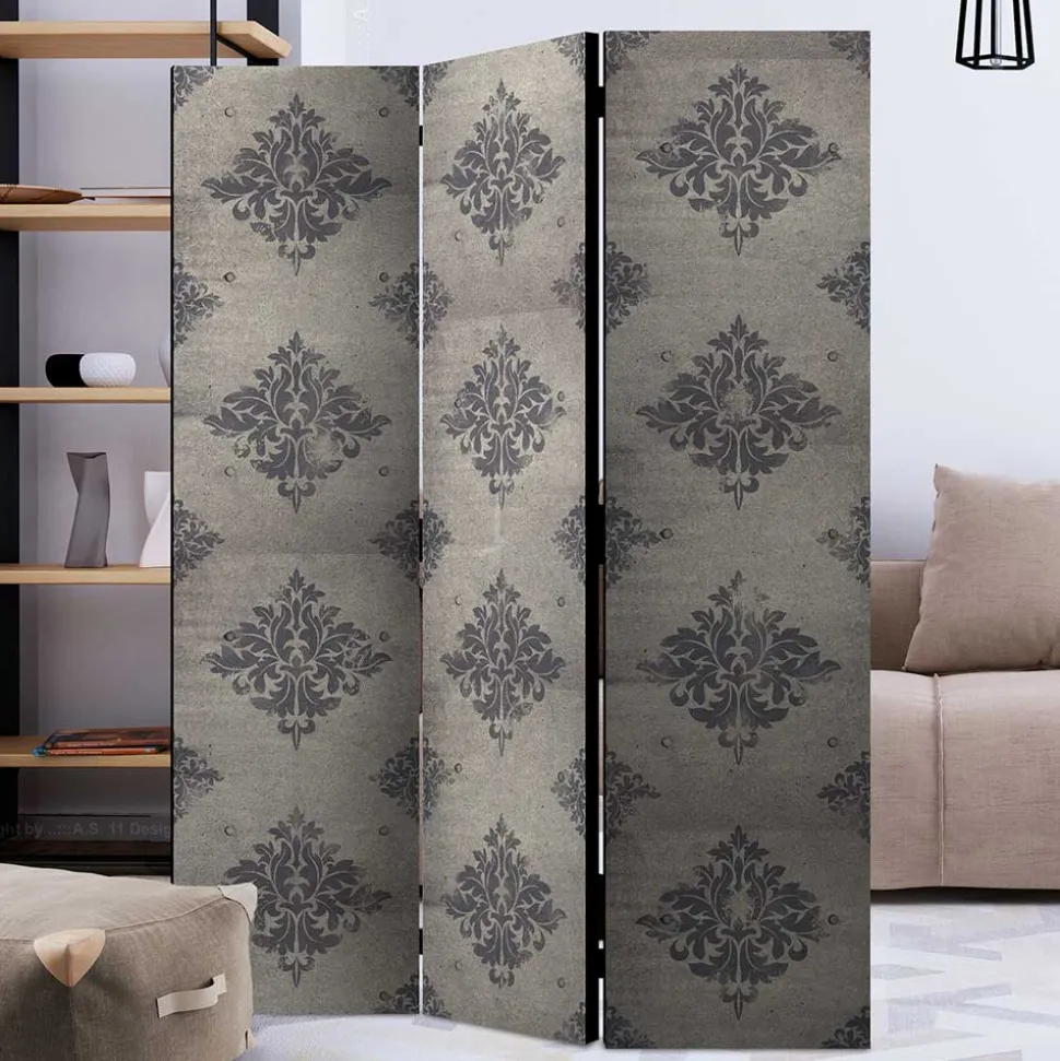 Paravent mit Ornament Muster in Grau - Scandrec