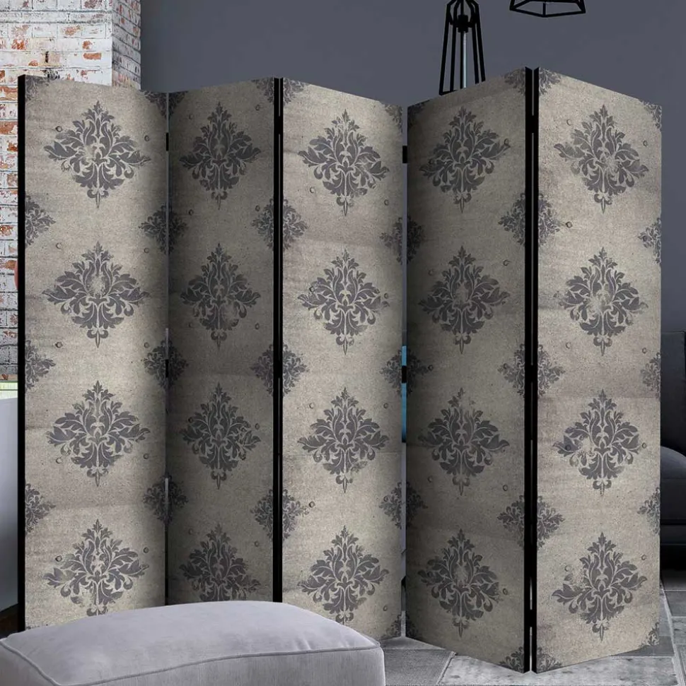 Paravent mit Ornament Muster in Grau - Scandrec