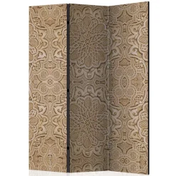 Paravent mit Ornament Muster in Beige - Ratrongo