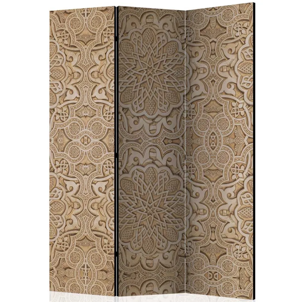 Paravent mit Ornament Muster in Beige - Ratrongo