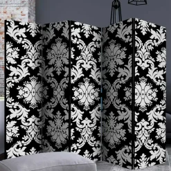 Paravent mit Ornament Muster in Schwarz Weiß - Metallin