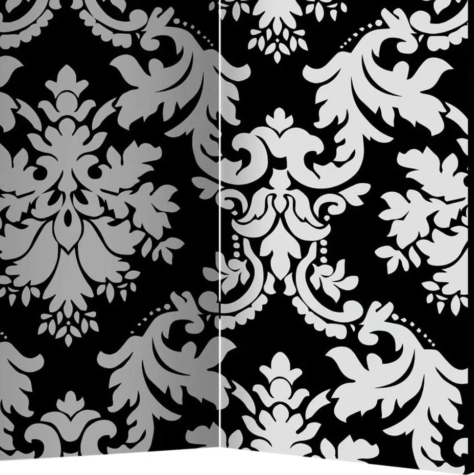 Paravent mit Ornament Muster in Schwarz Weiß - Metallin