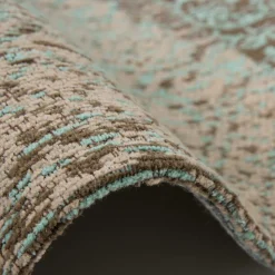 Patchwork Muster Teppich in Türkis Taupe - Westwald