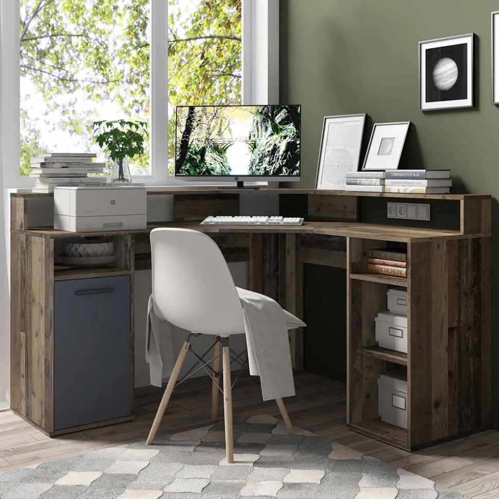 PC Eckschreibtisch in Altholz Optik - Asalion