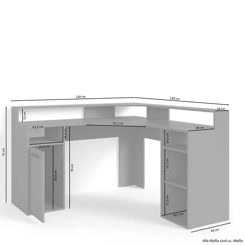 PC Eckschreibtisch in Altholz Optik - Asalion