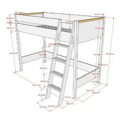 Platzsparendes Hochbett mit Schrank - Rupicon (zweiteilig)