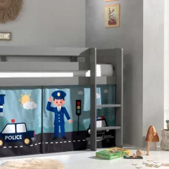 Polizei Kinderzimmer Hochbett in Grau - Annest