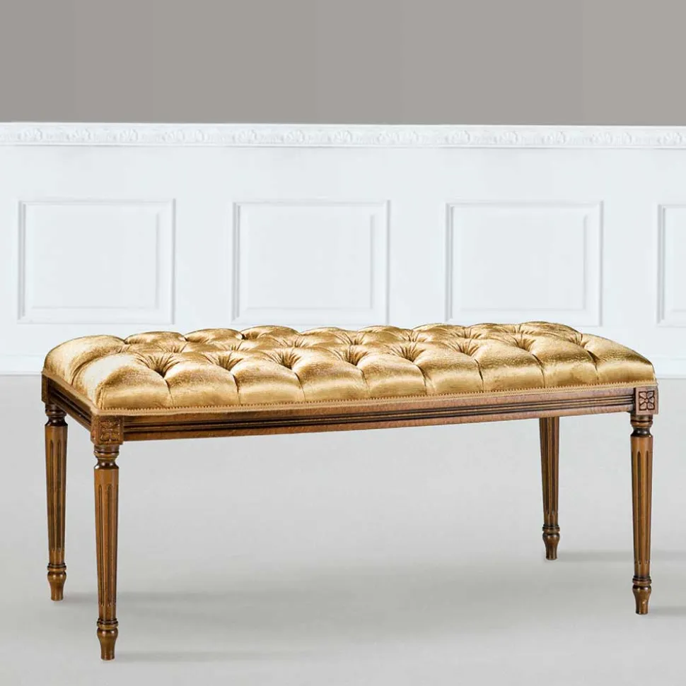 Polsterbank Bettbank in Gold & Buche Braun - Machipo