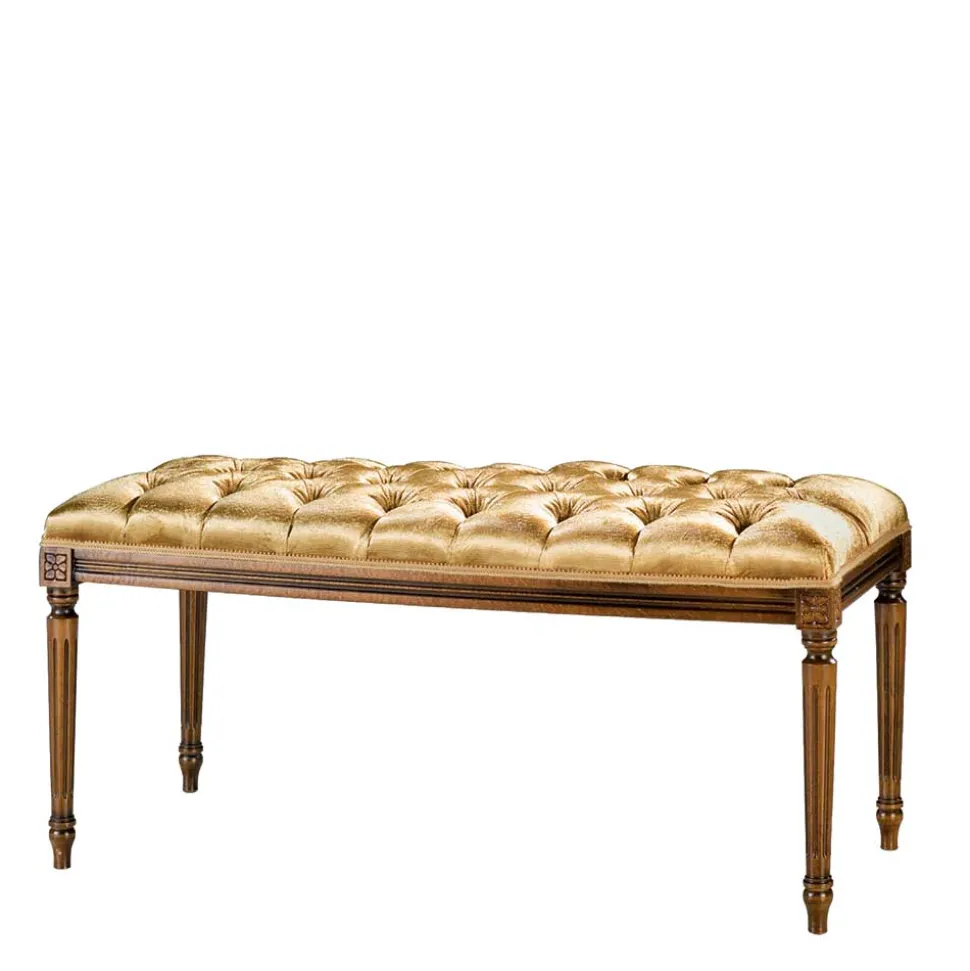 Polsterbank Bettbank in Gold & Buche Braun - Machipo