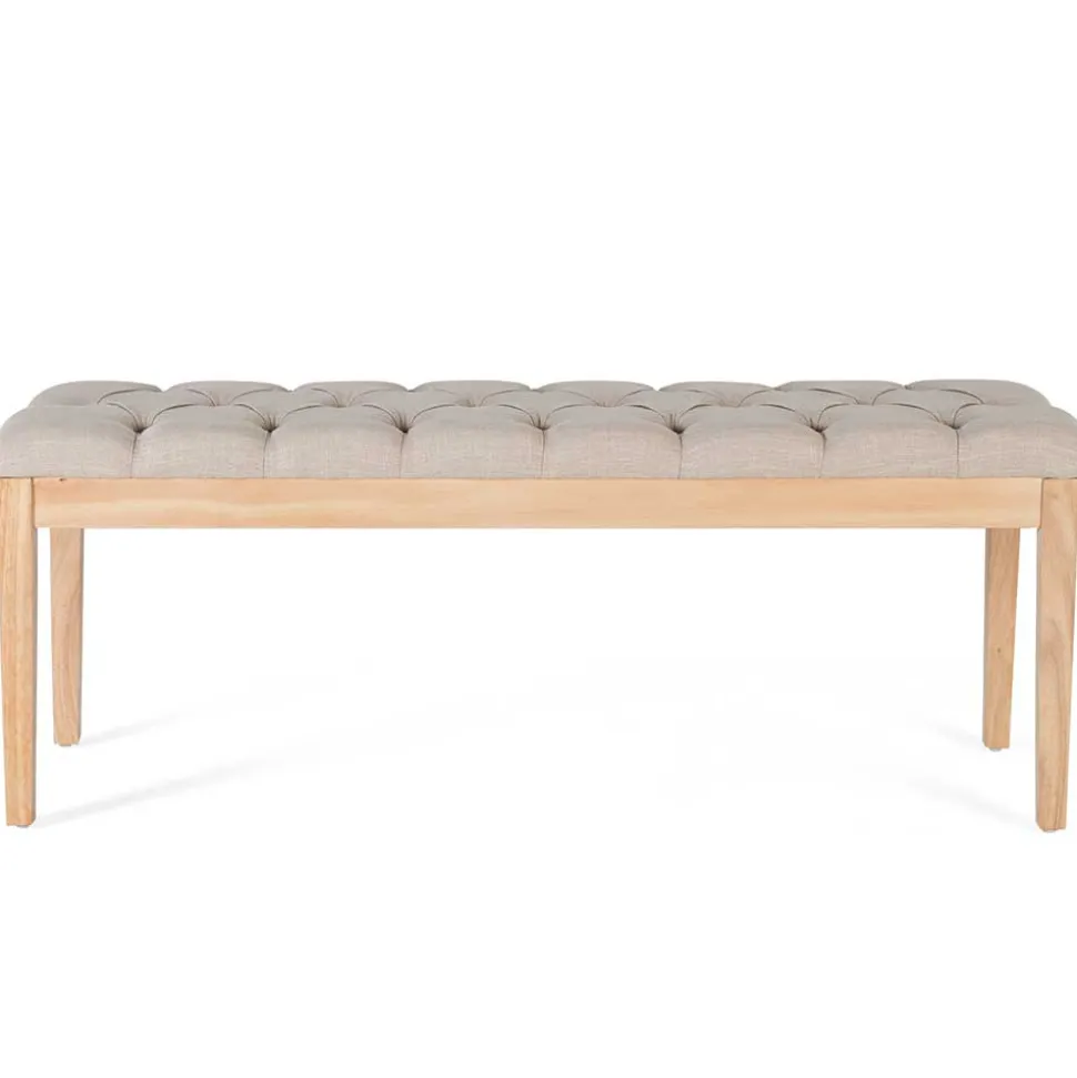 Polsterbank in Beige mit Holzgestell - Briana