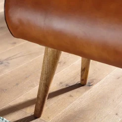 Polsterbank mit Ledersitz in Cognac Braun - Tonas