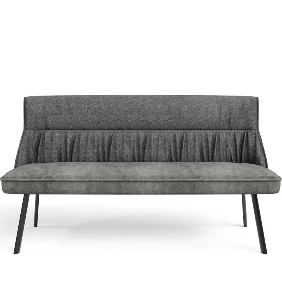 Polsterbank mit Rückenlehne in Grau - Alekona