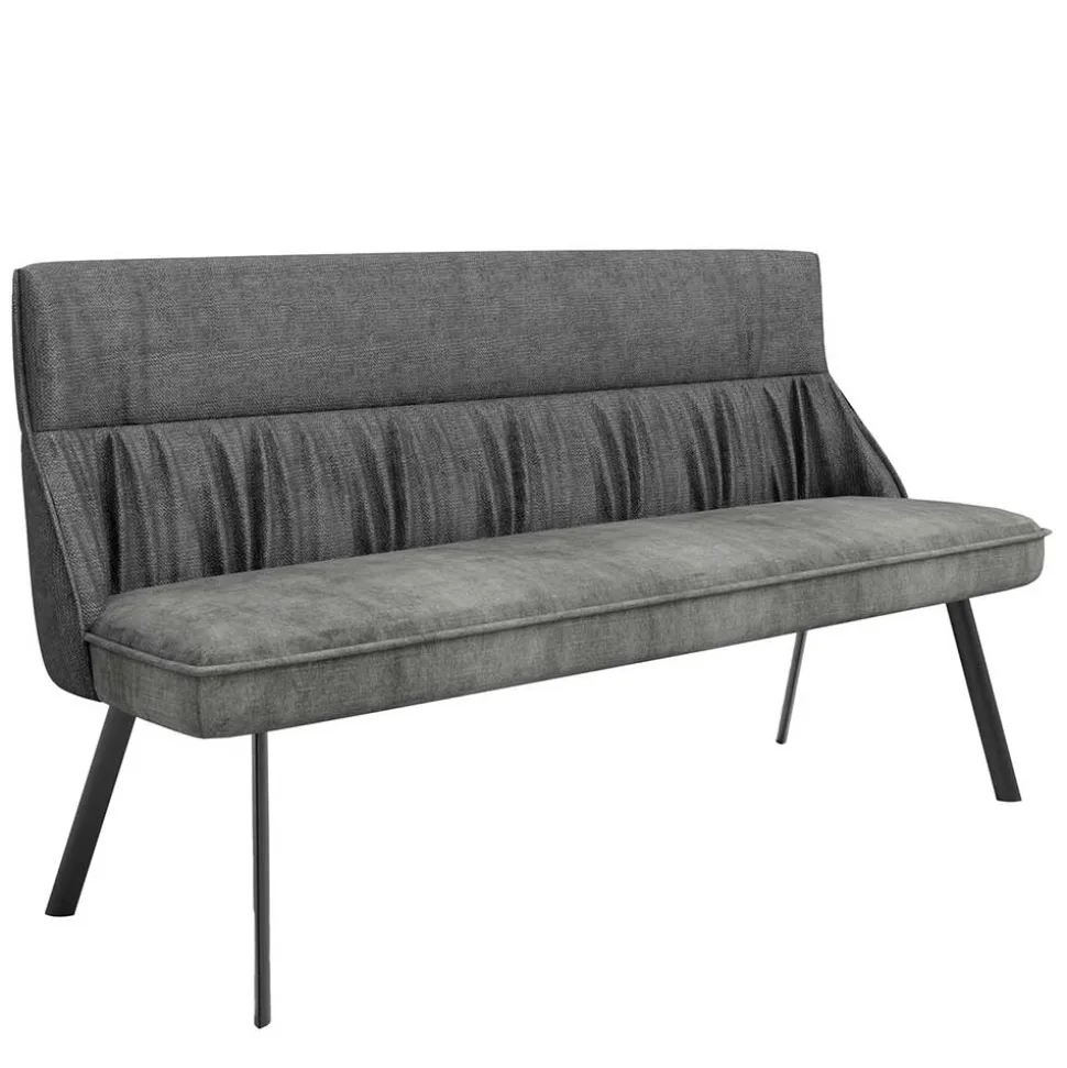 Polsterbank mit Rückenlehne in Grau - Alekona