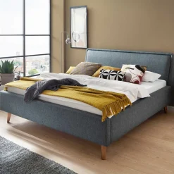 Polsterbett in Blaugrau & Eiche Natur - Grafics