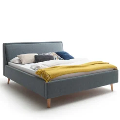 Polsterbett in Blaugrau & Eiche Natur - Grafics