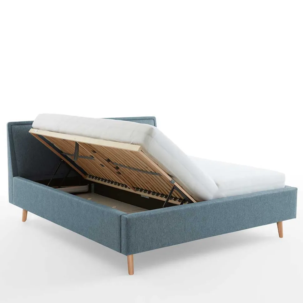 Polsterbett in Blaugrau & Eiche Natur - Grafics