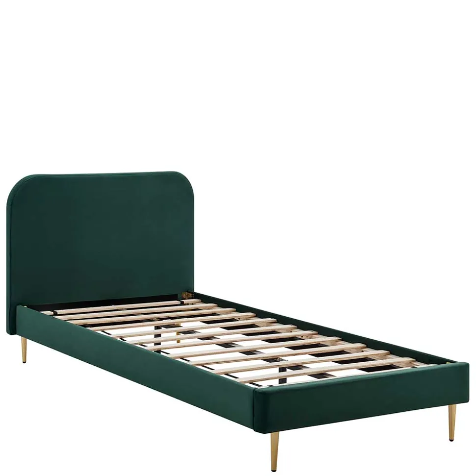 Polsterbett in Dunkelgrün Samt - Pleasure