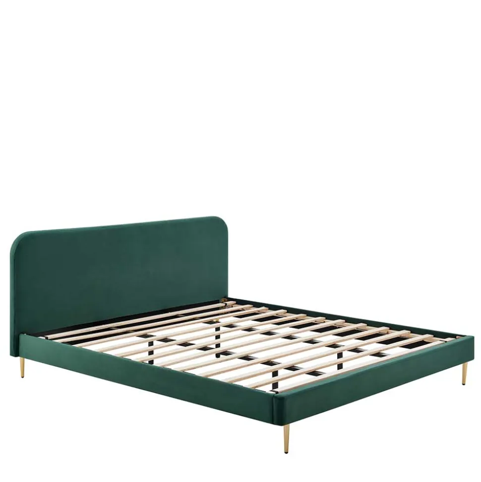 Polsterbett in Dunkelgrün Samt - Pleasure