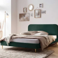 Polsterbett in Dunkelgrün Samt - Pleasure