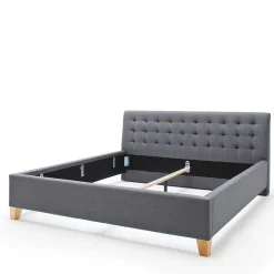 Polsterbett in Grau & Eiche - Saludio