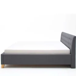 Polsterbett in Grau & Eiche - Saludio