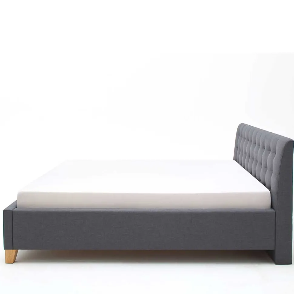 Polsterbett in Grau & Eiche - Saludio