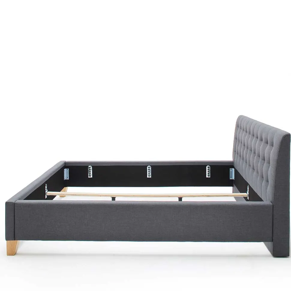 Polsterbett in Grau & Eiche - Saludio