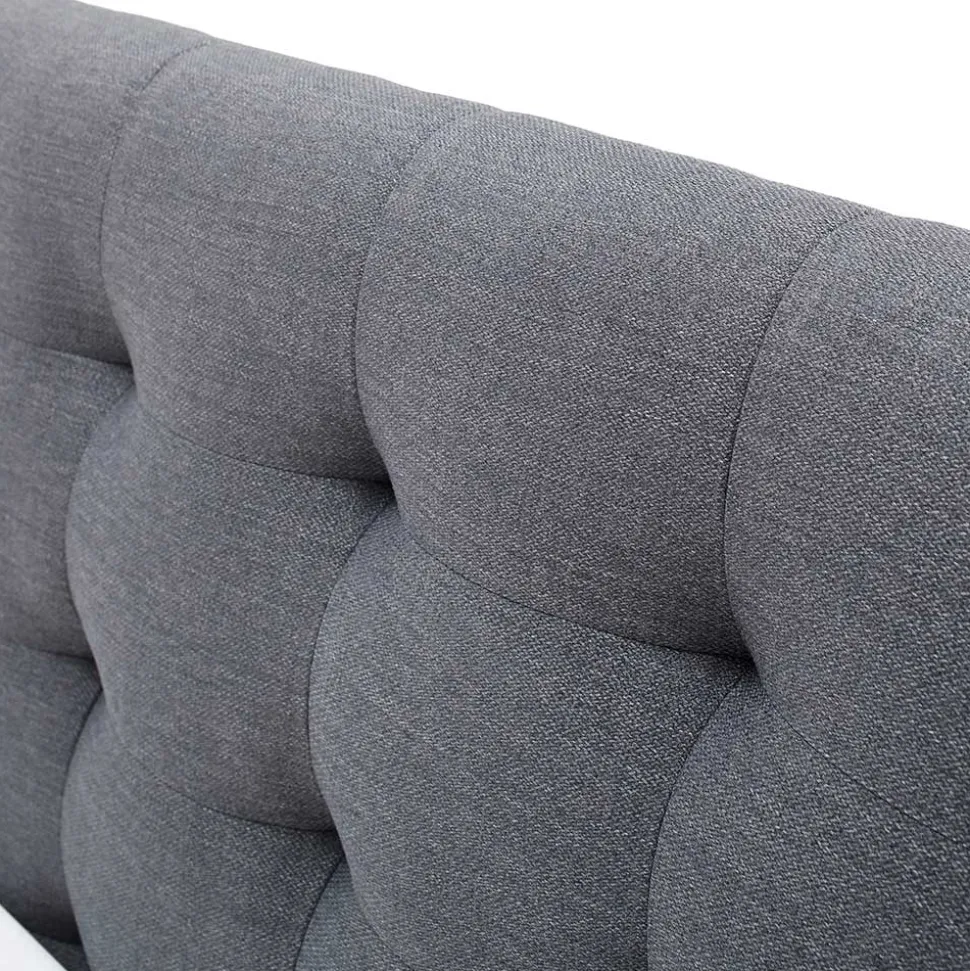 Polsterbett in Grau & Eiche - Saludio