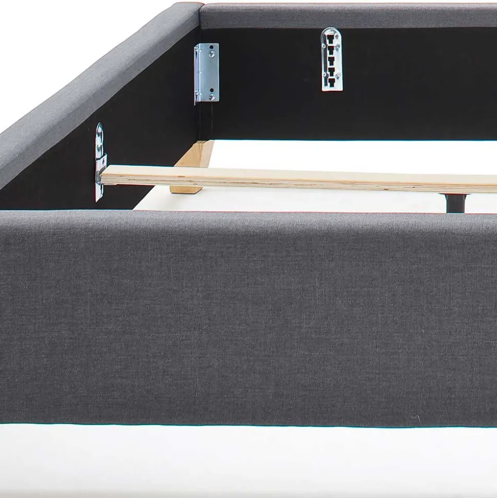 Polsterbett in Grau & Eiche - Saludio