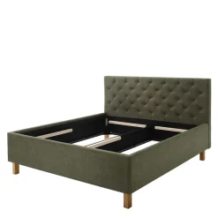 Polsterbett in Oliv Grün & Eiche - Miania