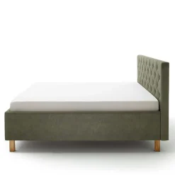 Polsterbett in Oliv Grün & Eiche - Miania