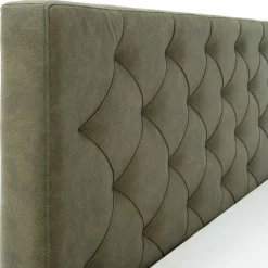 Polsterbett in Oliv Grün & Eiche - Miania