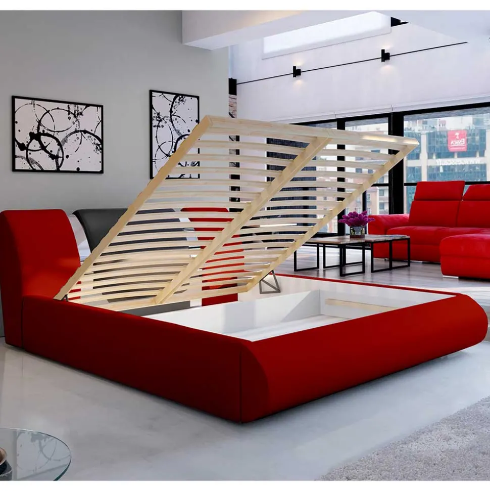 Polsterbett in Rot mit Schwarz - Hawaian