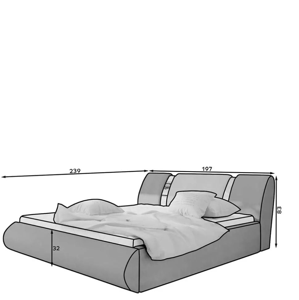 Polsterbett in Rot mit Schwarz - Hawaian