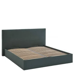 Polsterbett mit Bettkasten in Dunkelgrün - Sandja