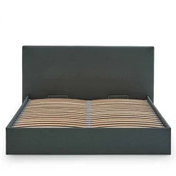 Polsterbett mit Bettkasten in Dunkelgrün - Sandja