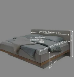 Polsterbett mit Hänge-Nachttischen - Crascanu (dreiteilig)