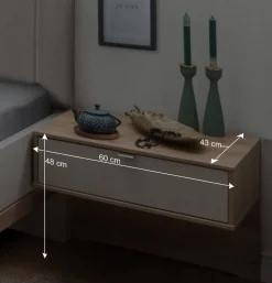 Polsterbett mit Hänge-Nachttischen - Crascanu (dreiteilig)