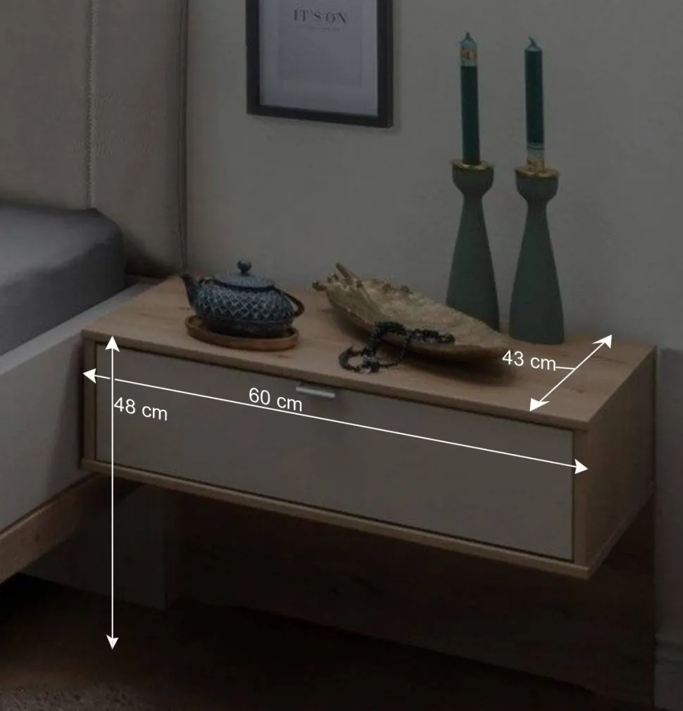 Polsterbett mit Hänge-Nachttischen - Crascanu (dreiteilig)