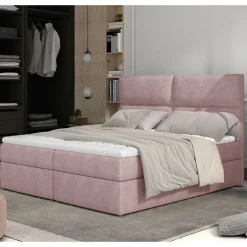 Polsterbett mit Matratzen und Stoffbezug in Hellrosa - Jonela