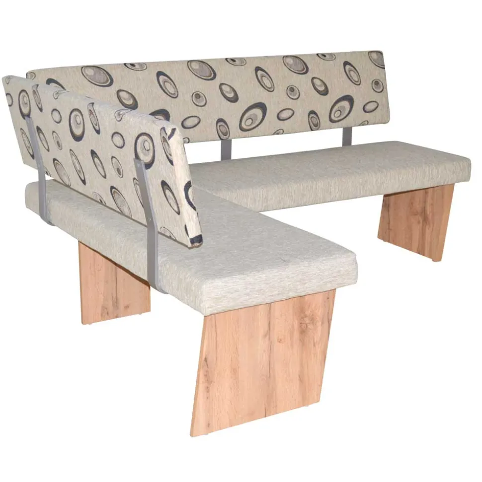 Polster-Eckbank in Beigegrau und Eiche Natur - Saliva VII