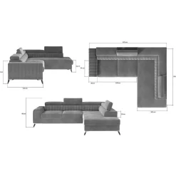 Polsterecke in Cremeweiß mit Federkern - Emricanno
