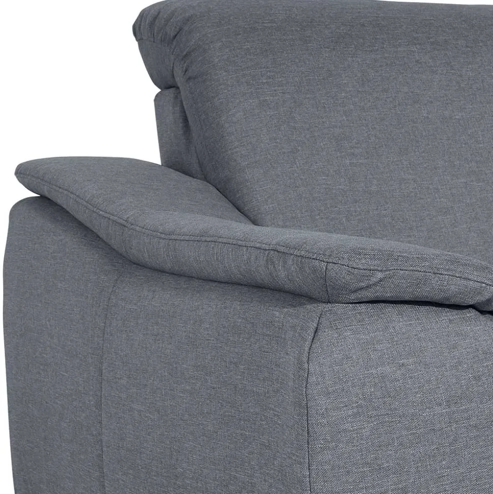 Polsterecke in Jeansblau mit Nussbaum - Ilea