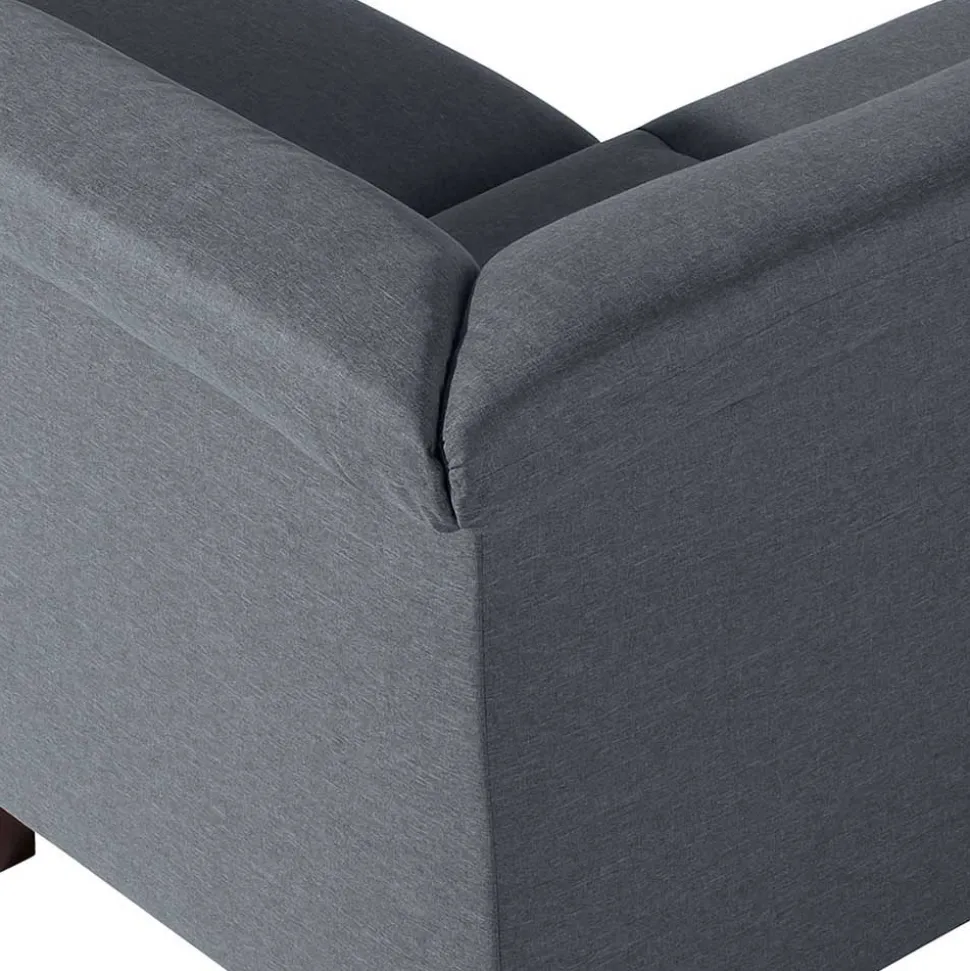 Polsterecke in Jeansblau mit Nussbaum - Ilea