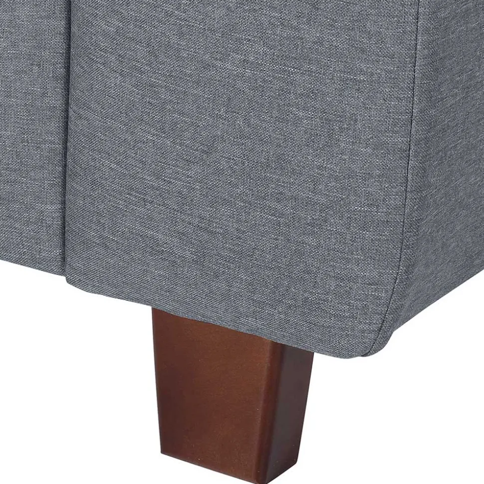 Polsterecke in Jeansblau mit Nussbaum - Ilea