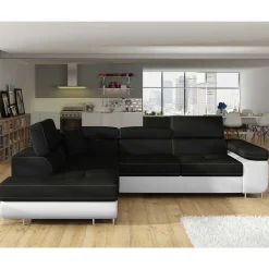 Polsterecke in Schwarzbraun Weiß mit Funktion - Ziariva