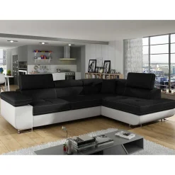 Polsterecke in Schwarzbraun Weiß mit Funktion - Ziariva