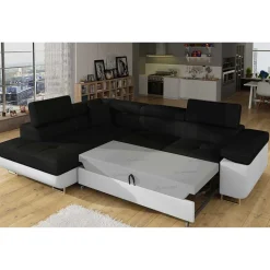 Polsterecke in Schwarzbraun Weiß mit Funktion - Ziariva